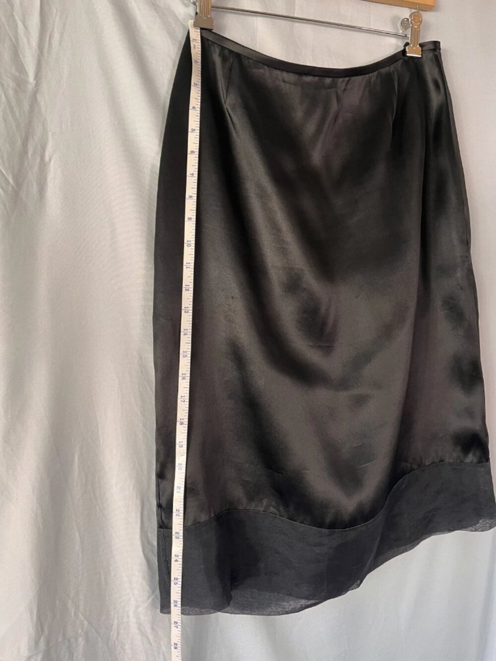 DKNY Black Satin Slip Skirt Y2K Minimalist Vintage Midi Skirt Size 10 - Picture 5 of 7